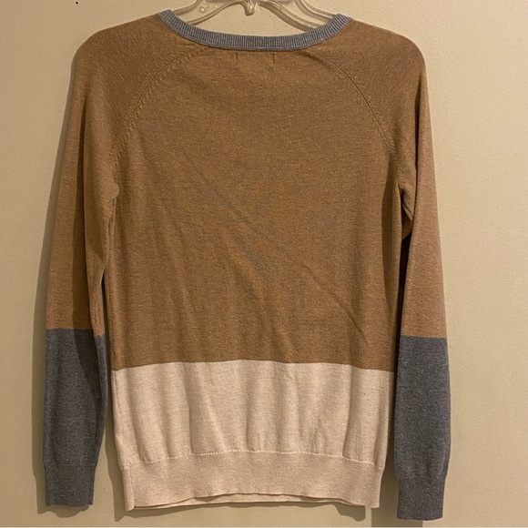 JCP Penny Women's Sweater Size M Colorblock Cardigan V-Neck Cashmere Blend - Picture 2 of 9